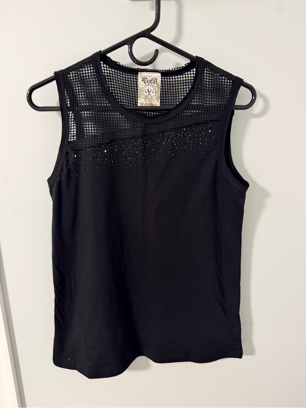Vocal Black Mesh Yoke Sleeveless Tank